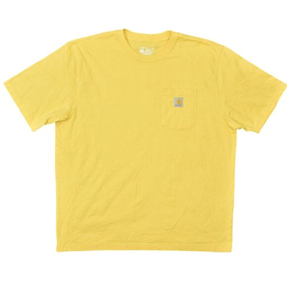 Carhartt Men's XL Yellow Cotton T-Shirt Loose Fit Short Sleeve Solid Crew Neck - Picture 1 of 7